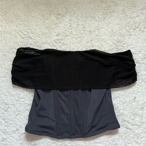 Black and Gray Off-Shoulder Corset Top